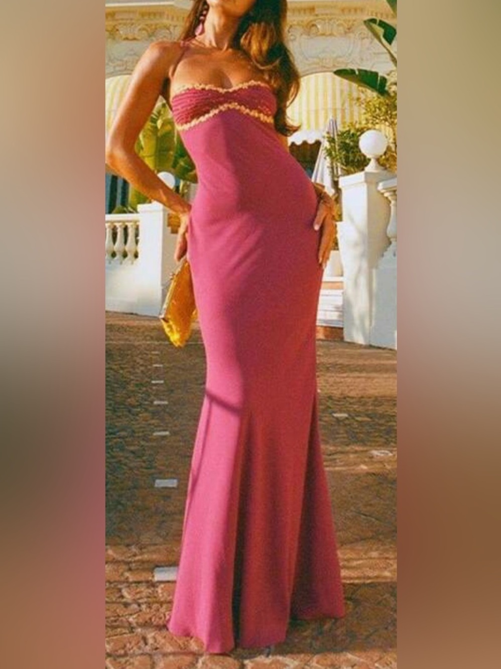 I AM DELILAH | Magenta maxi dress with yellow flowers DUPE